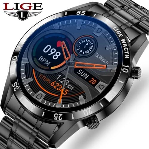 LIGE 2021 New Smart Watch Men Full Touch Screen Sports Fitness Watch Waterproof Bluetooth Call For Android IOS smartwatch Mens