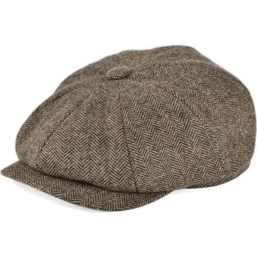 BOTVELA 50% Wool Tweed Newsboy Cap for Men Women Herringbone 8 Panel Apple Caps Cabbies Hat Woolen Headpiece Beret Hats 005