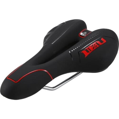 LIETU Bicycle Saddle Soft Comfortable Soft Breathable Cushion MTB Mountain Bike Saddle Skidproof Bicycle Seat Black Red Color