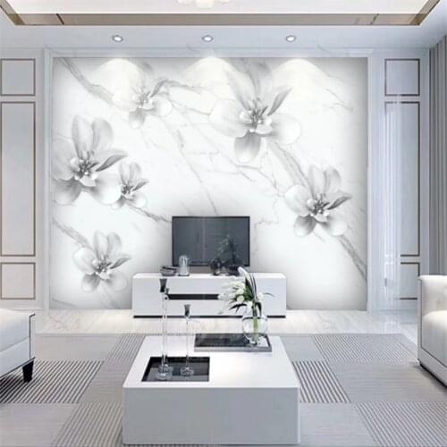 Wellyu Customized large-scale mural environmental wallpaper HD 3D three-dimensional jazz white flower sofa background wallpaper
