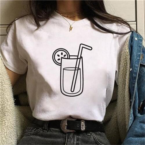 Womens T-shirt Graphic Peach Juice Japanese Rock Basic O-Neck T-shirt Lady Harajuku Kawaii Pink Beautiful Summer Casual T-shirt