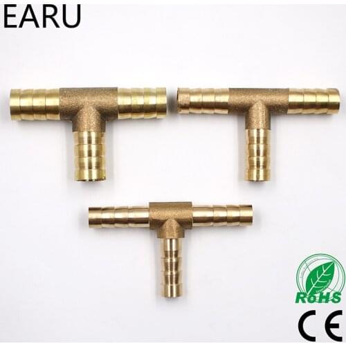1Pc 6-12mm BRASS T Hose Joiner Piece 3 WAY Fuel Water Air Gas Oil Pipe TEE CONNECTOR Pneumatic Plug Socket Adapter