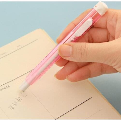 1 Pieces Creative Mechanical Pen Shape Eraser Rubber Retractable Extralong Eraser Stationery School Supplies Student Kids Toy