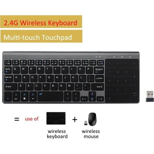 2.4G Wireless Mini Keyboard with Touchpad and Numpad for Windows PC,Laptop,Ios pad,Smart TV,HTPC IPTV,Android Box