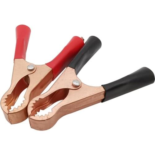 2Pcs/lot 50A Red Black Alligator Clip 80mm Crocodile Car Caravan Van Battery Clamps Test Lead Clips Electrical Jumper Wire Clamp