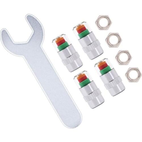 4pcs 2.0/2.2/2.4 Bar Car Tire Pressure Alert Cap Detection Monitoring Valve Warning Cap Tire Pressure Monitor Pressure Gauge Cap