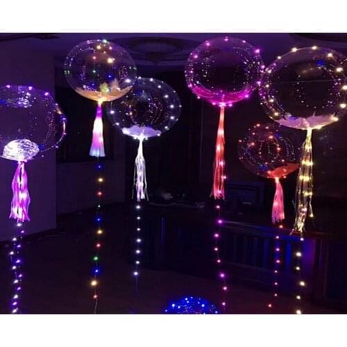 50sets/lot 18 inch Luminous Led Balloon 3M LED String Lights Round Bubble Helium Balloons Kids Toy Wedding Party Decoration