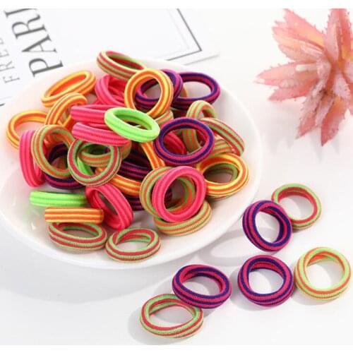 50pcs Candy Color Hairband Elastic Hair Band Ponytail Hair Ring Kids Children Gum Ties Holder Hair Accessories