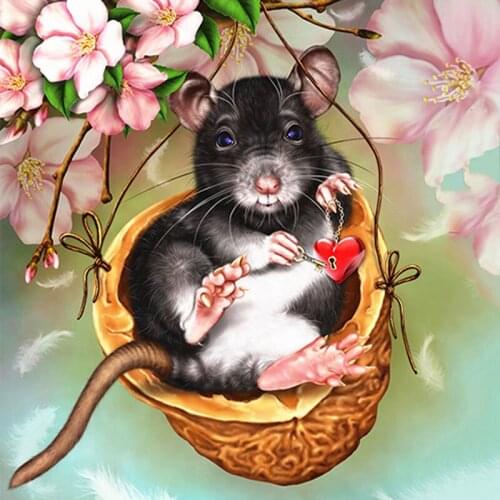 5D Diamond painting Cartoon Mouse Square Diamond embroidery Cross stitch kits flower animal Full Round Diamond mosaic YG1263