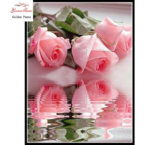 Golden panno,5D,diy diamond embroidery,Full,square,Diamond Painting,Cross Stitch,3D,diamond,Mosaic,Needlwork,Crafts,pink Rose