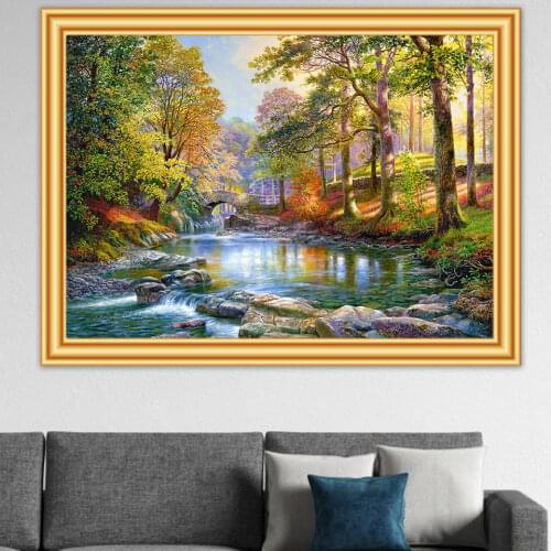 5D Diy Diamond painting Woods Landscape Cross Stitch Full Diamond Embroidery Scenery Mosaic Picture of Rhinestones Decor Gift
