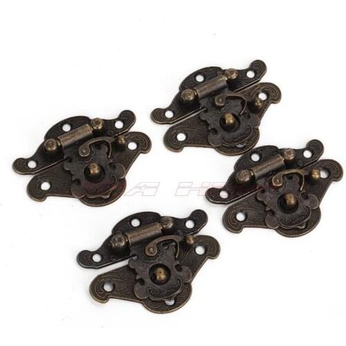 4pcs 47*37mm Bronze Padlock Hasp Jewelry Box Shackle Lock Antique box buckle retro wooden gift box buckle