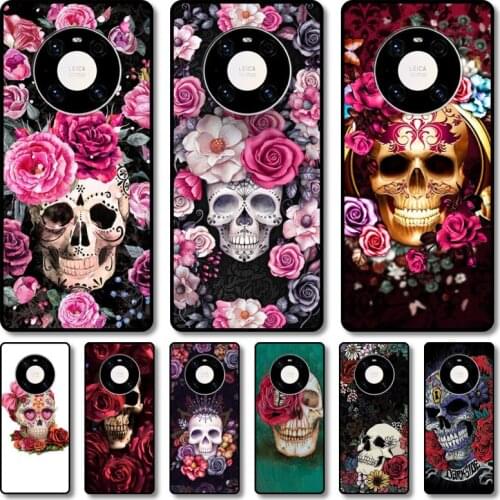 Flowers skull Phone Case For Huawei mate 40 30 10 20 40 8 9 Lite Z Pro RS black cell shell