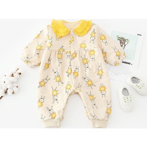 Twins Girl Baby Rompers Cute Doll Collar Design Jumpsuit Long Sleeve Outfits For Toddler Girls Autumn Costume