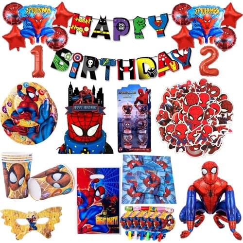 Disney Spider man Design Boy Birthday Party Decorations Gift Bag Paper Cup Plate Spoon Baby Shower Disposable Tableware Supplies