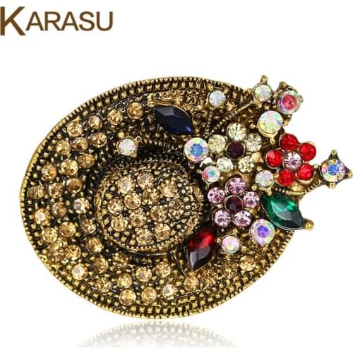 Elegant Woman Flowers Beach Hat Shiny Brooches Women Girls Brooch Pins Fashion Jewelry Wedding Accessories Decoration