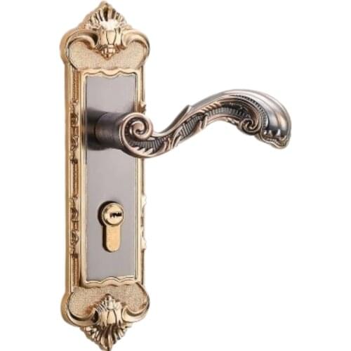 European Style Retro Door Handle Lock Aluminum Alloy Vintage Interior Bedroom lock Anti-theft Home Room Safety Door Locks