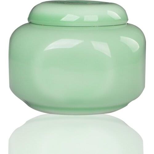 Ceramic Tea Jar 50 Grams Tea Caddy Jingdezhen Celadon Jade Porcelain Green White Porcelain Tea Accessories