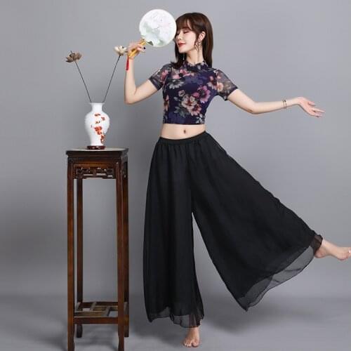Oriental Clothing Classical Dance Costume 2 Pcs Top Pant For Women Team Performance Wear Suit