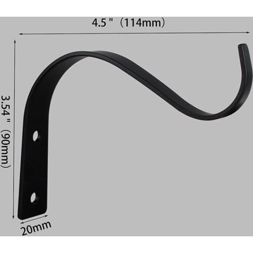 4.5Inch Bending S Shape Wall Hanging Flower Pot Support Bracket Hook Iron Hanger Plants Holder