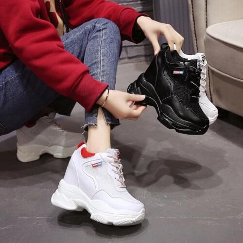 2020 White Trendy Shoes Women High Top Sneakers Women Platform Ankle Boots Basket Femme Chaussures Femmes Height Increase Shoes