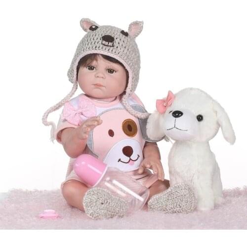 NPK Newborn Baby Doll reborn 48cm 19 Inch Reborn Baby girl Real Life Living Doll Toys Soft Silicone Open Eyes little puppy