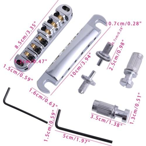 Brass Roller Saddle Tune-O-Matic LP Guitar Bridge & Tailpiece Set Chrome