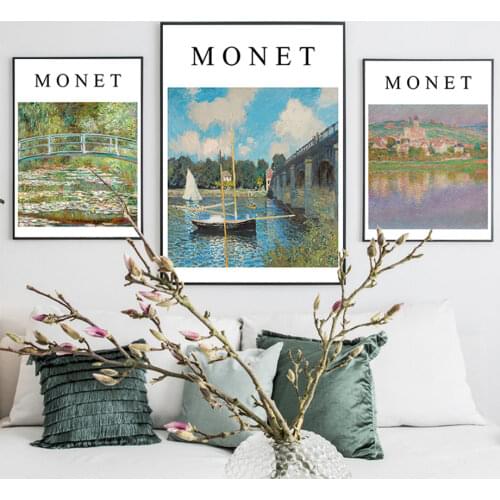 Monet Water Lilies Poplars Beach Poppy Palm Tree Posters And Prints Wall Art Canvas Painting Wall Pictures For Living Room Decor
