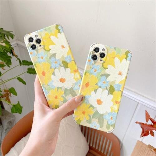 Fresh Oil Painting Flowers Phone Case For iPhone 11 12 Pro Max 7 8 Plus XR XS Max SE 2020 TPU Soft Silicone Back Cover