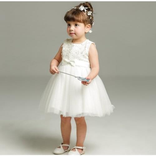 New Arrival Baby Girls Dresses Children Sleeveless Rose Flower Birthday Party Christening Gown Formal Toddler Clothes