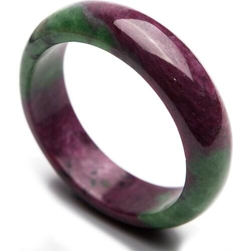 Genuine Green Rose Red Natural Ruby Zoisite Gemstone Crystal Bangle Bracelet Inner Diameter 56mm