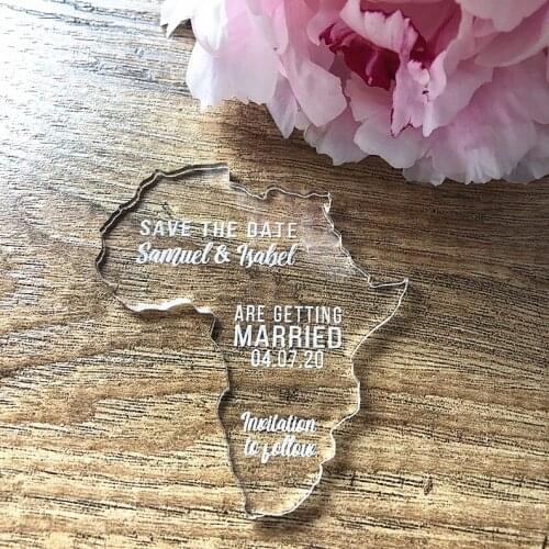 Custom Priniting Unique Save The Date Card Africa Map Shape Laser Cut Thank You Greeting Cards 10pcs