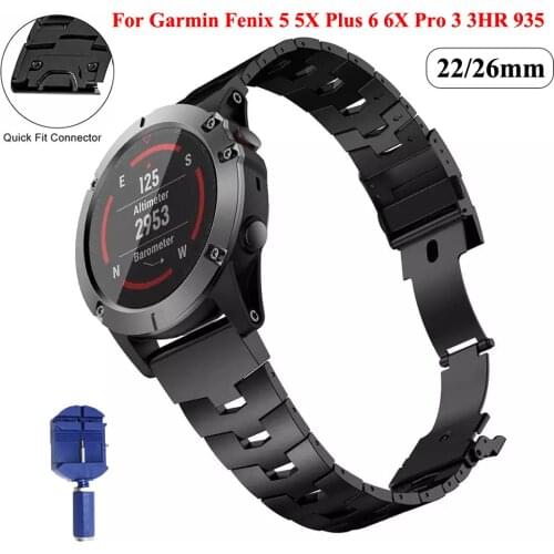 22 26mmQuick Fit Titanium Alloy+Stainless Steel Watchband For Garmin Fenix 6 6x Pro 5 5x Plus 3HR Metal Strap Band Belt Bracelet