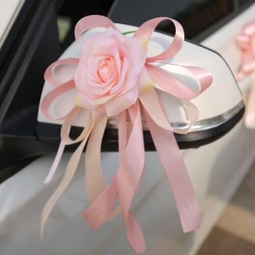 Pink Flowers for Wedding Car Whole Set Decoration Car Mirror Handles Logo Front Top Flower Decorations Wedding Centerpieces