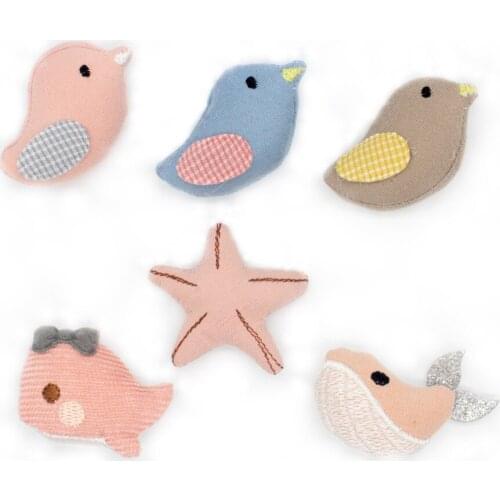 Kawaii Animal Bird Whale Sea Star Woven Handmade Crochet Jewelry Findings Girls Hair Clip Headband Headwear Garment DIY 50pcs