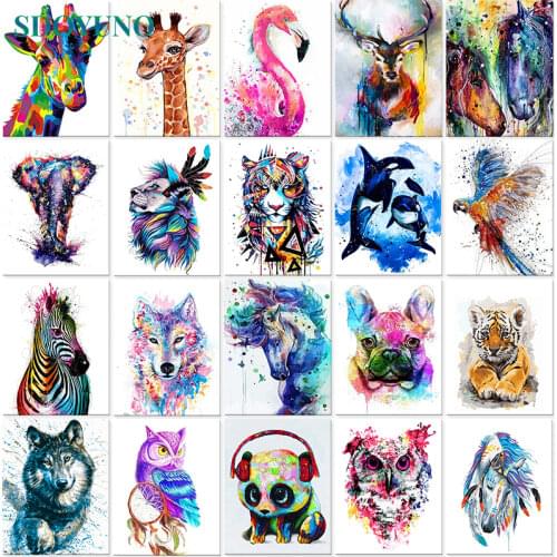 SDOYUNO 40x50cm Frameless Painting By Numbers Animals On Canvas Pictures By Numbers Home Decoration DIY Minimalism Style