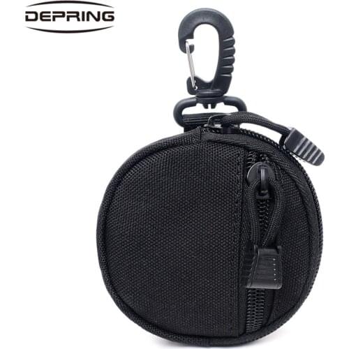 Tactical Mens Every Day Carry Round Mini Coin Bag Pouch MOLLE Mini Key Pouch Wallet Holder Army Coin Pocket with Hook