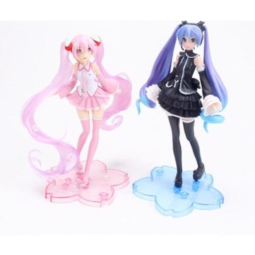 Funny Joy Anime kawaii Black clothes purple hair Sakura Action Hatsune Miku Figures Toys Girls PVC Figure Model Girl Birthday