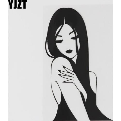 YJZT 9.5CMX15.9CM Cool Hot Sexy Girl In Oriental Decal Vinyl Car Sticker Black/Silver 8A-0500