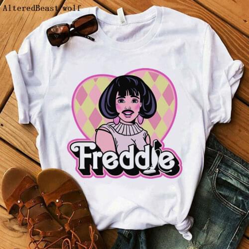 Freddie Mercury Fashion T shirt women Harajuku Freddie Queen Print T-Shirt Female Hip Hop rock Vintage Funny Tees Tshirt Clothes