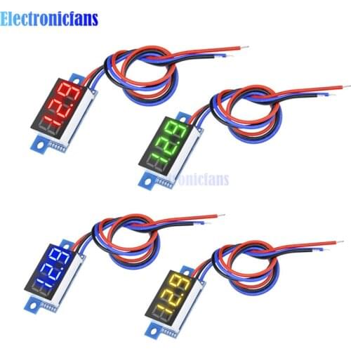 0.36 Inch DC 0~99.9V LED Mini Digital Voltmeter Red/Green/Blue/Yellow LED Display Volt Meter Gauge Voltage Panel Meter 3 wires
