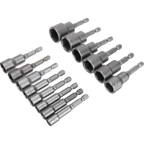 14pcs 6-19mm Hex Drill Bit Adapter Shank Bit Socket 1/4" Impact Nut Driver Socket Set Professional Electric Impact Power Tool