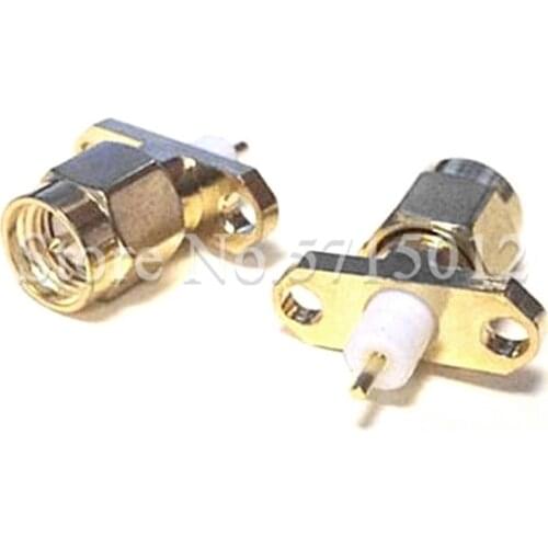 2pcs RF Connector SMA Male Internal Thread Internal Needle Two-hole Fixed Rhombus Flange Joint Coaxial Connector