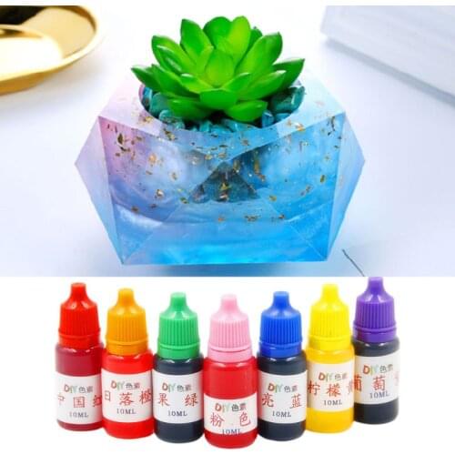 7 Pcs/set 10ml Food Grade Dyeing Pigment Slime Crystal Mud Colorant Epoxy Crystal DIY Hand-Made Jewelry Accessories Glue Tool