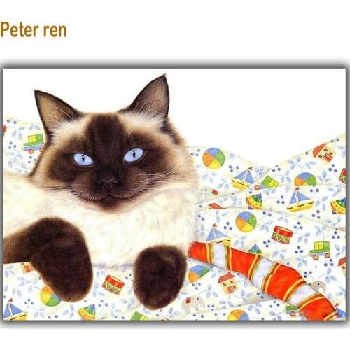 Peter ren Diamond Mosaic Diy Diamond painting Sewing kit sewing box Square resin Rhinestones full Embroidery The cat quilt bed
