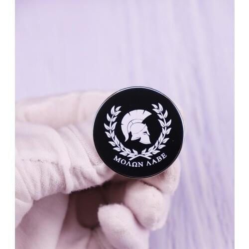 Molon Labe Spartan Helmet Pin Glass Cabochon Button Brooch
