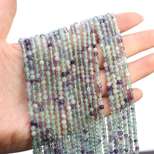 Natural Stone Fluorite Beaded Loose Round Beads 15'' Strand 3 4mm for Jewelry Making DIY Necklace Bracelet Accessories Wholesale