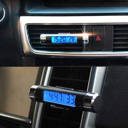 Digital car clock LCD Temperature Thermometer Clock 2 in 1 Car Digital Time Clock Air Vent Outlet Clip On clock in car