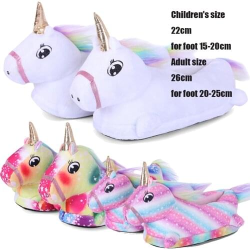Kigurumi Unicorn Home Slippers Winter Kids Shoes For Boys Girls Slippers Cartoon Animal Claw Child Licorne White Leisure Shoes