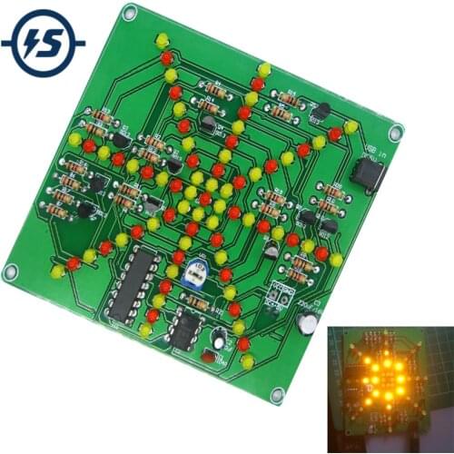 Electronic DIY Kit Flash Light Kits 73 LEDs Red Yellow Dual-Color Flashing Soldering Practice Board PCB Circuit Training Suite